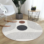 Abstract Round Rug, Minimalist Home Decor Area Rug, Non Slip Circle
