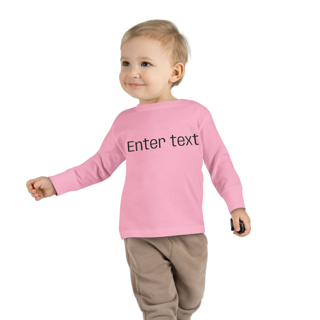 Toddler Long Sleeve Tee — Customizable "Enter text" Minimalist Baby Shirt
