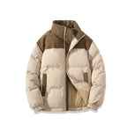 Winter Stand Collar Contrast-colored Coat Cotton Padded Jacket For Men
