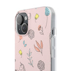 Cute Floral Unicorn Phone Case — Pink Flexi Case (Custom Text)
