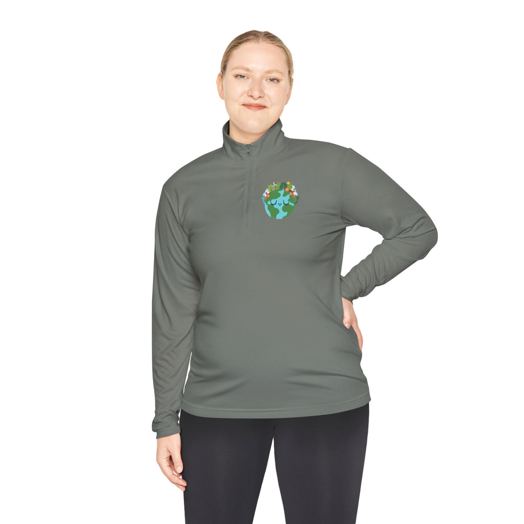 Eco-Friendly Quarter-Zip Pullover with Earth Design