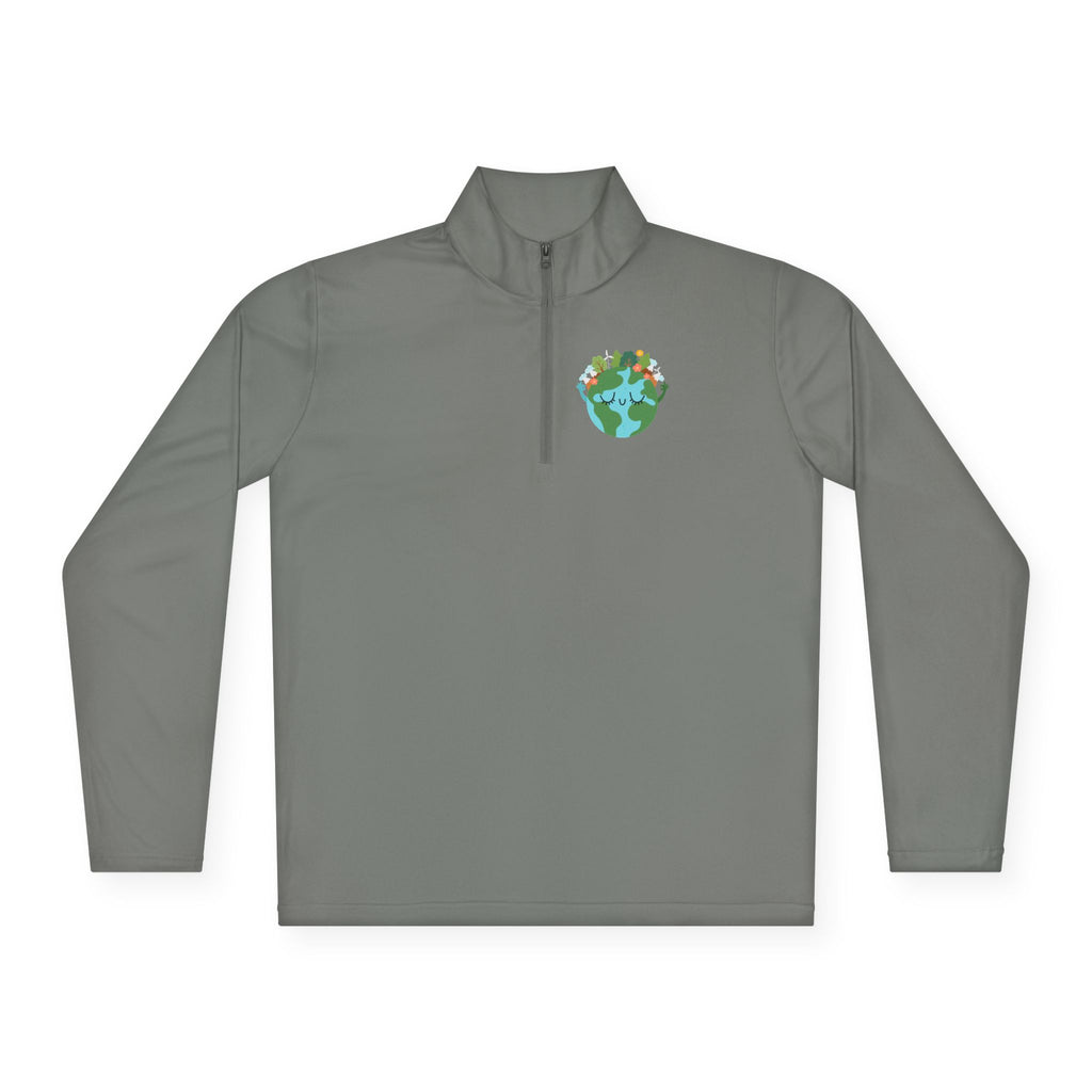 Eco-Friendly Quarter-Zip Pullover with Earth Design