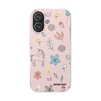 Cute Floral Unicorn Phone Case — Pink Flexi Case (Custom Text)