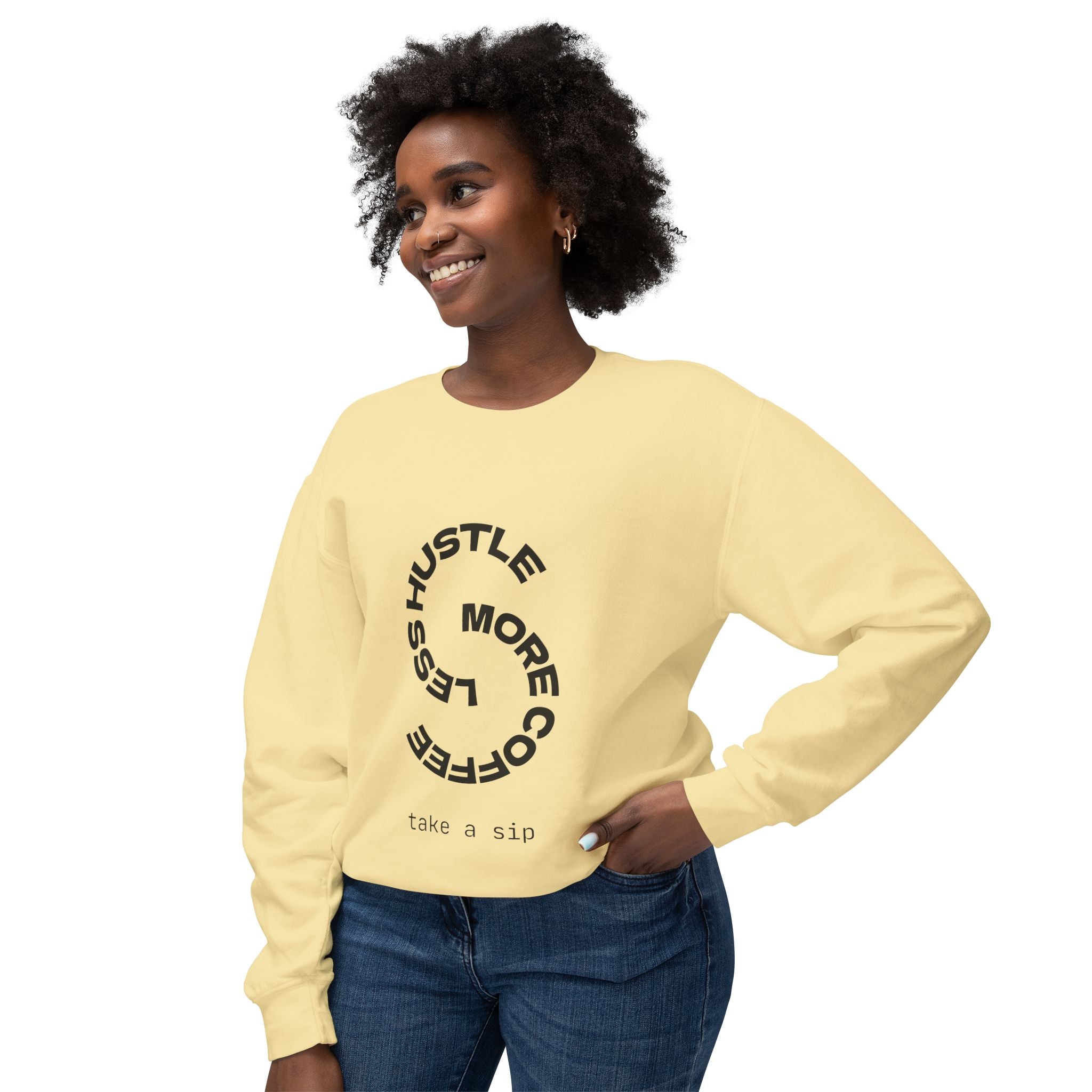 Coffee Hustle Unisex Lightweight Crewneck Sweatshirt