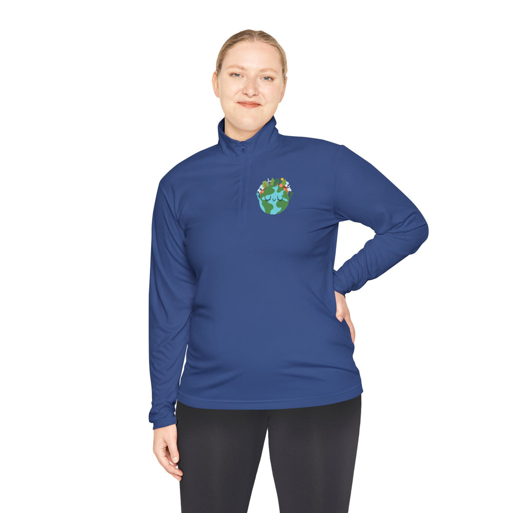 Eco-Friendly Quarter-Zip Pullover with Earth Design