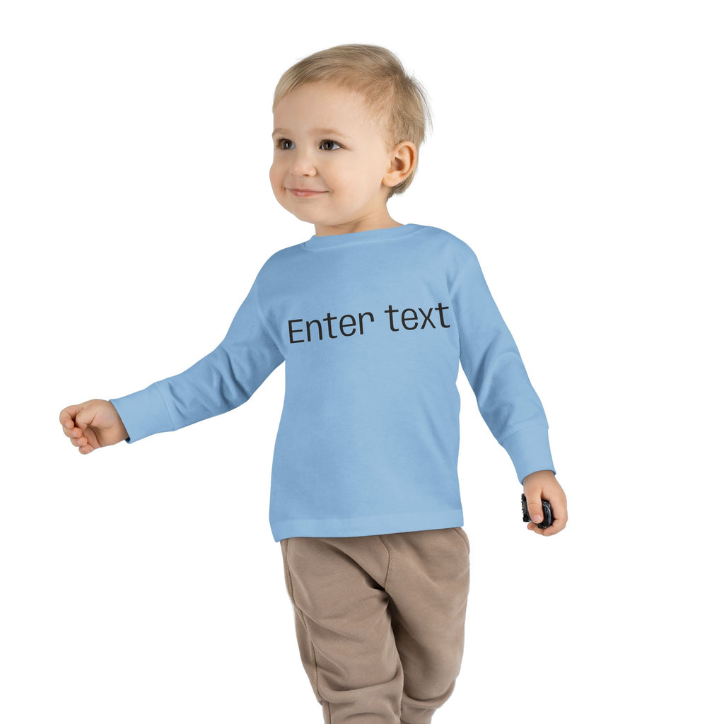 Toddler Long Sleeve Tee — Customizable "Enter text" Minimalist Baby Shirt