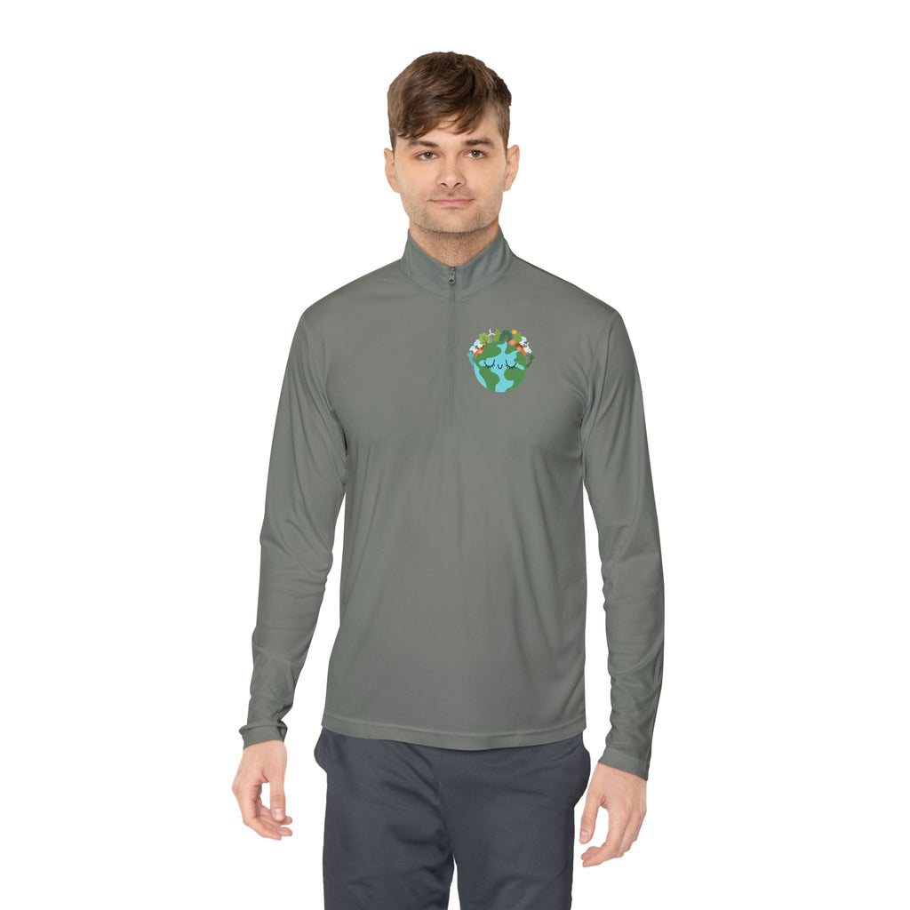Eco-Friendly Quarter-Zip Pullover with Earth Design