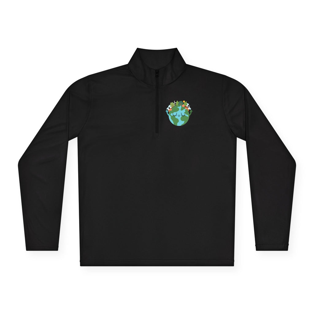 Eco-Friendly Quarter-Zip Pullover with Earth Design