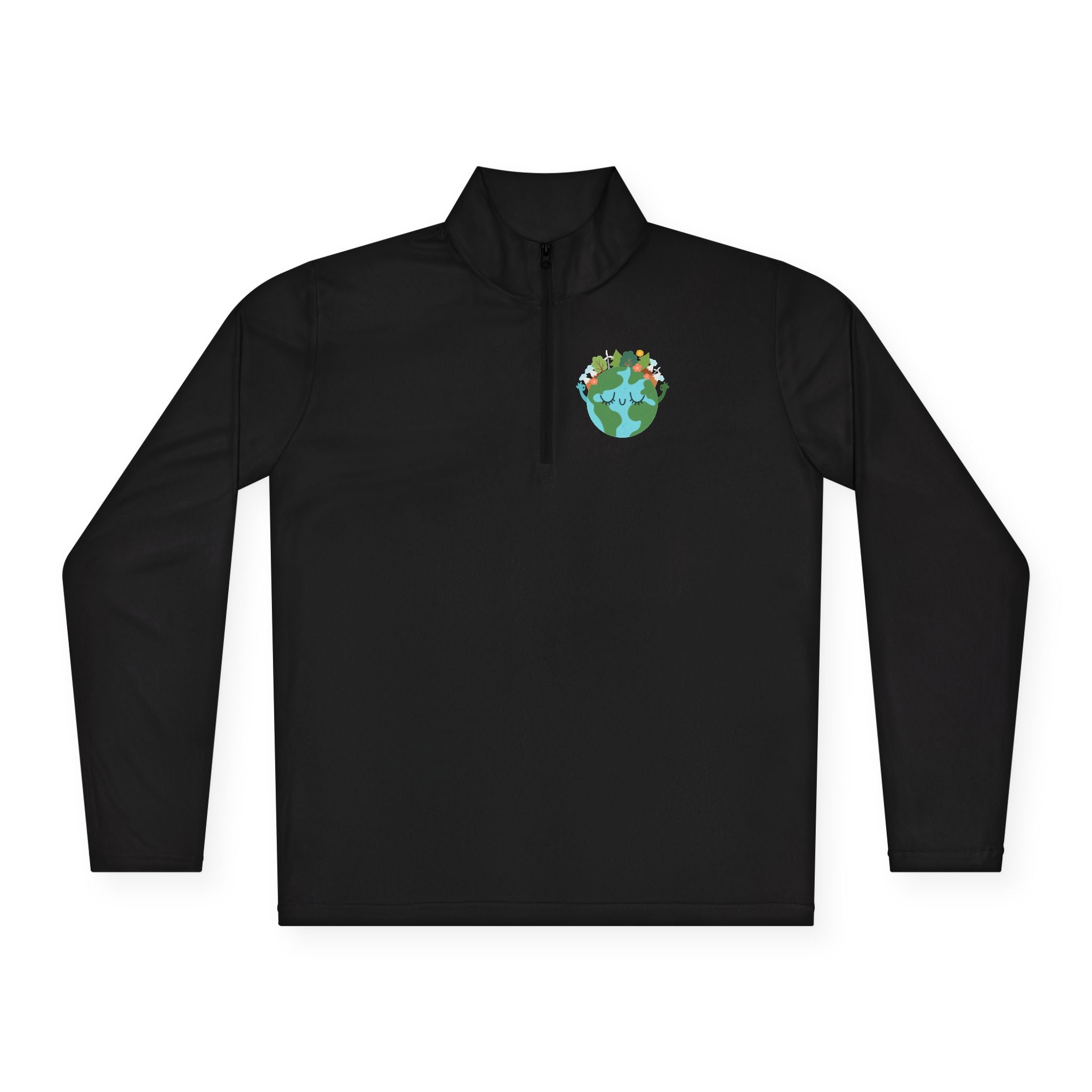 Eco-Friendly Quarter-Zip Pullover with Earth Design