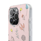 Cute Floral Unicorn Phone Case — Pink Flexi Case (Custom Text)