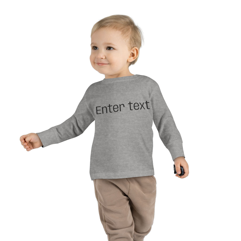 Toddler Long Sleeve Tee — Customizable "Enter text" Minimalist Baby Shirt