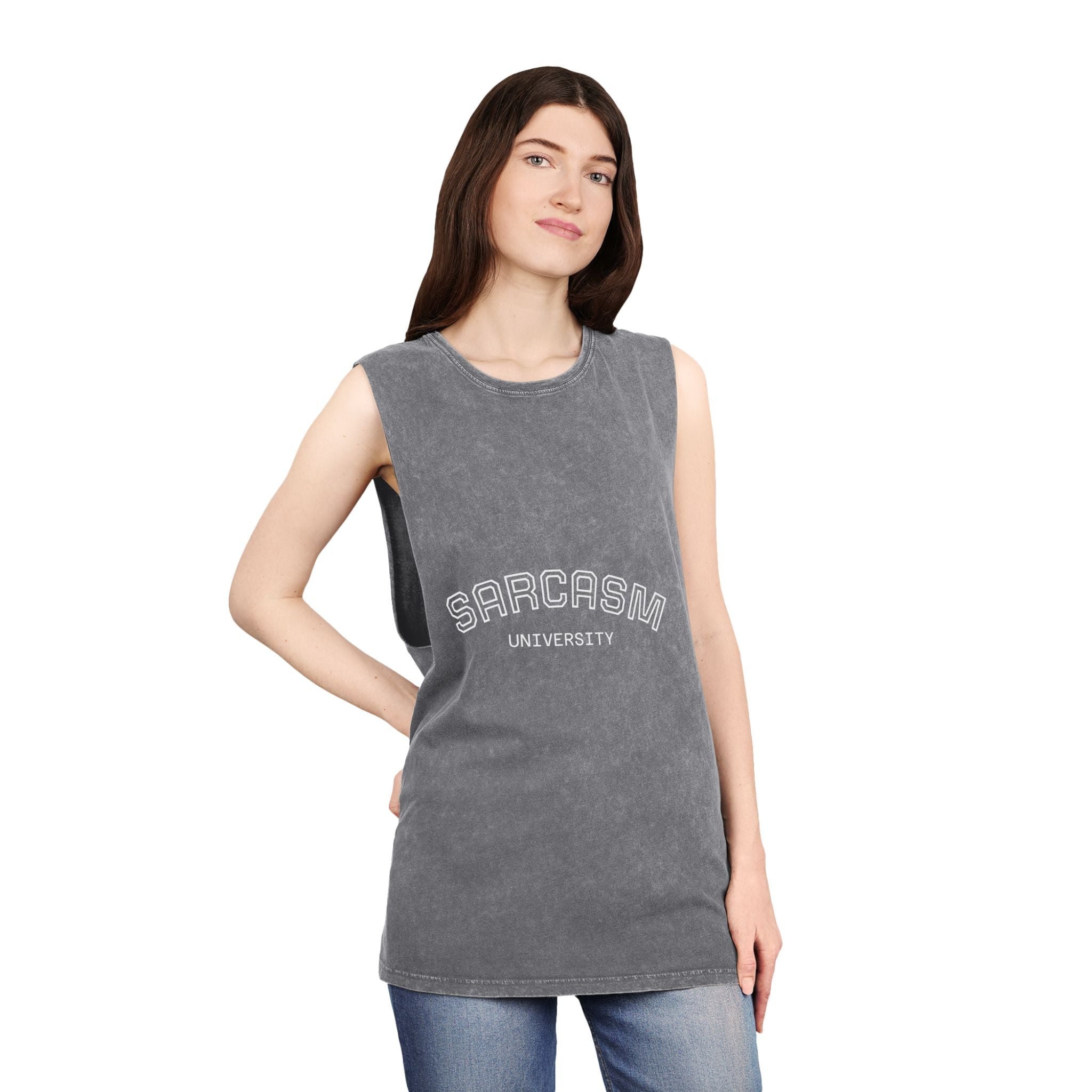 Sarcasm University Unisex Stonewash Tank Top