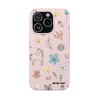 Cute Floral Unicorn Phone Case — Pink Flexi Case (Custom Text)