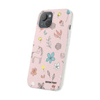 Cute Floral Unicorn Phone Case — Pink Flexi Case (Custom Text)