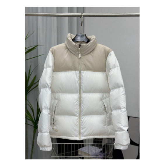 Winter Stand Collar Contrast-colored Coat Cotton Padded Jacket For Men