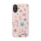 Cute Floral Unicorn Phone Case — Pink Flexi Case (Custom Text)