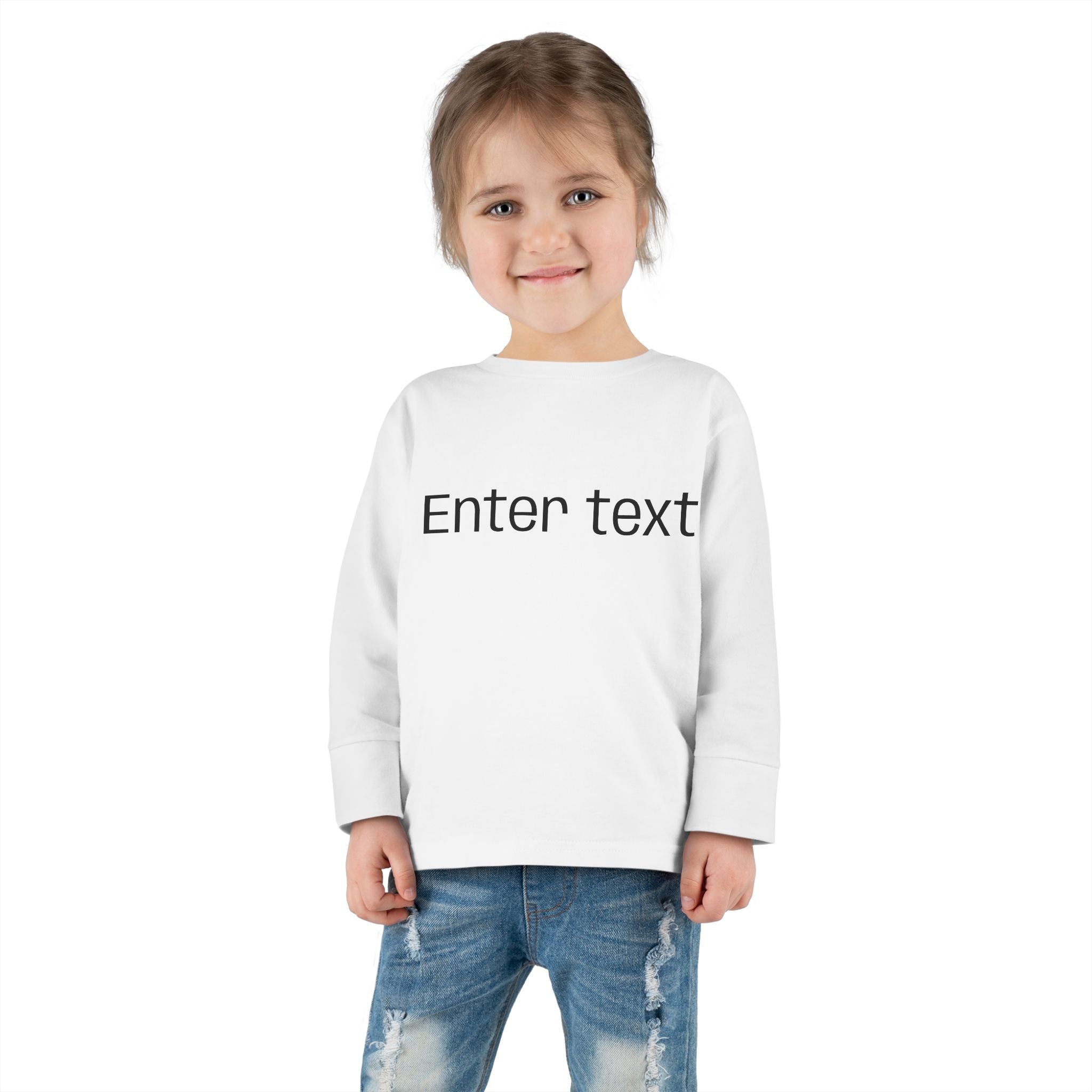 Toddler Long Sleeve Tee — Customizable "Enter text" Minimalist Baby Shirt