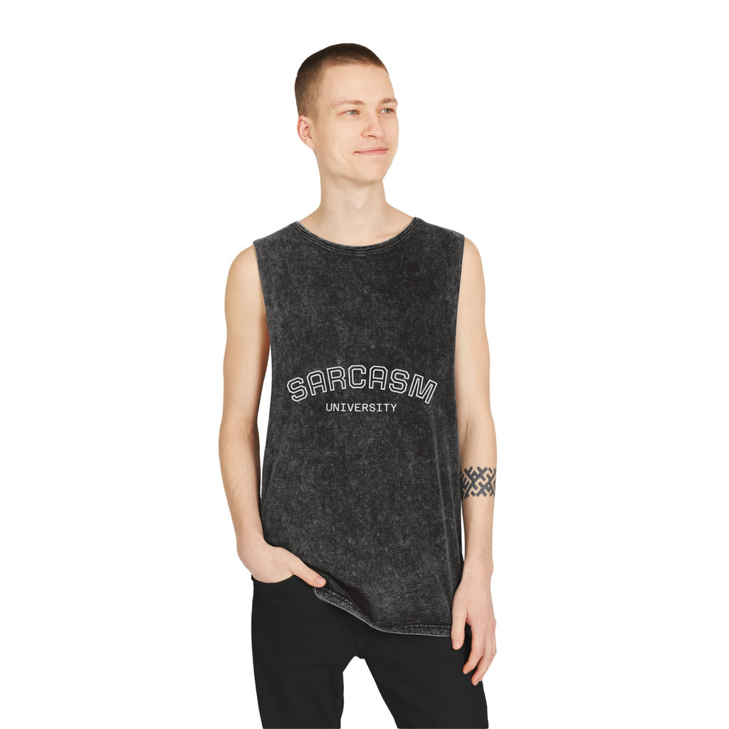 Sarcasm University Unisex Stonewash Tank Top