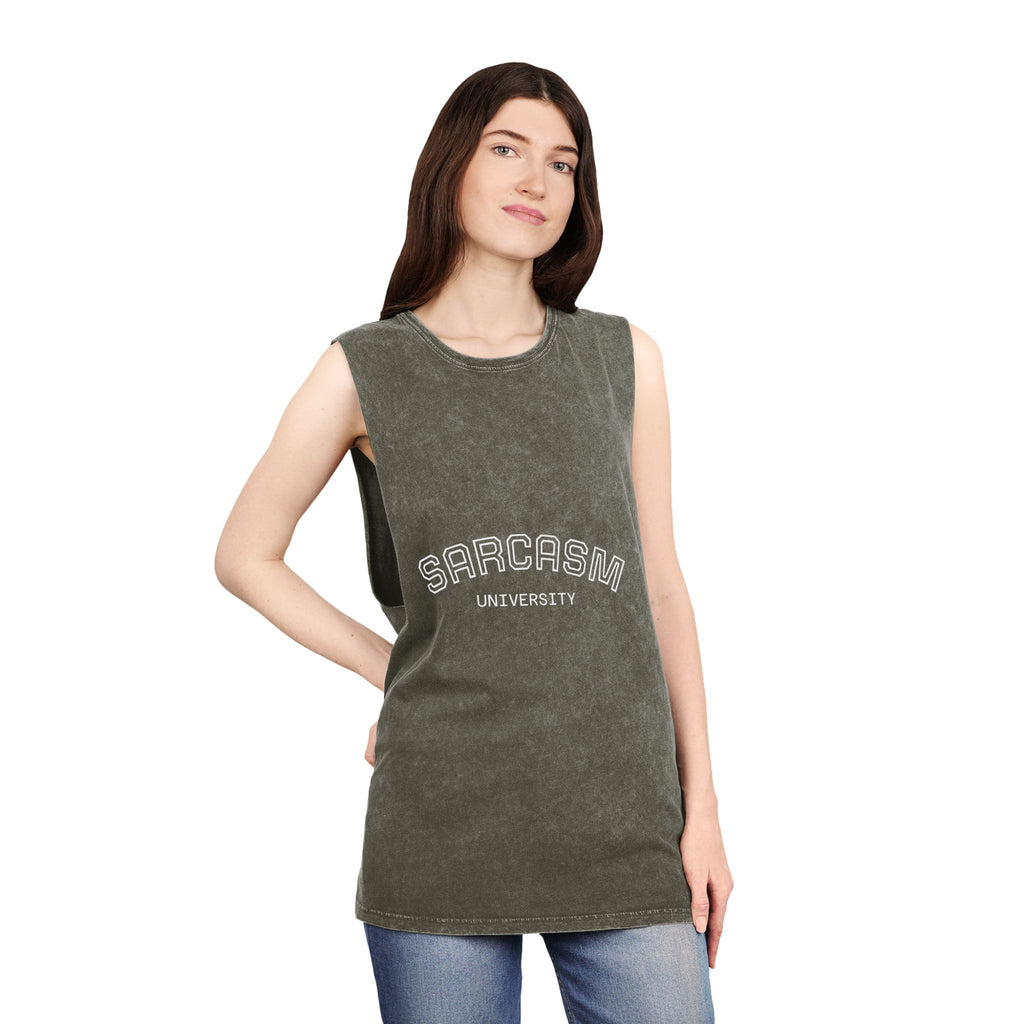 Sarcasm University Unisex Stonewash Tank Top