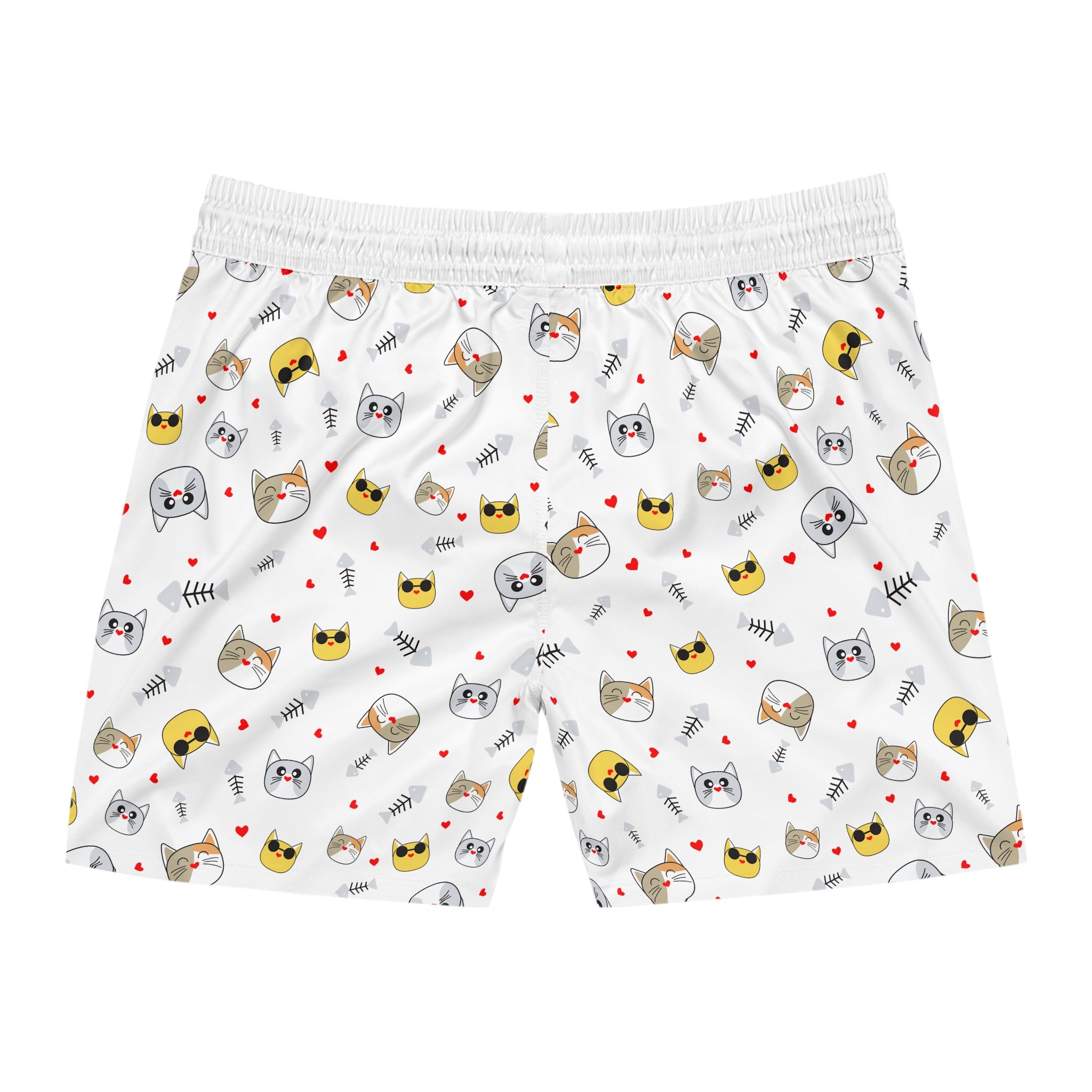 Playful Cat and Dog Print Swim Shorts for Men