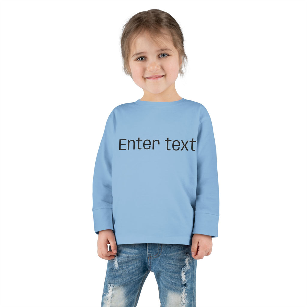 Toddler Long Sleeve Tee — Customizable "Enter text" Minimalist Baby Shirt