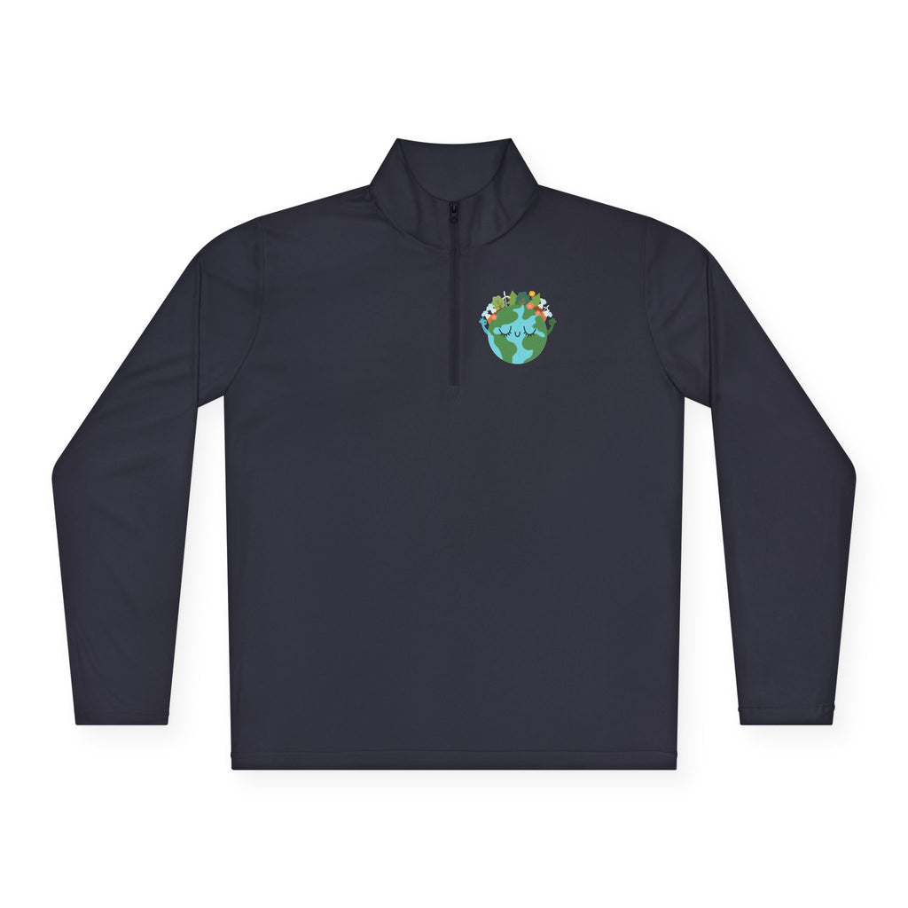 Eco-Friendly Quarter-Zip Pullover with Earth Design