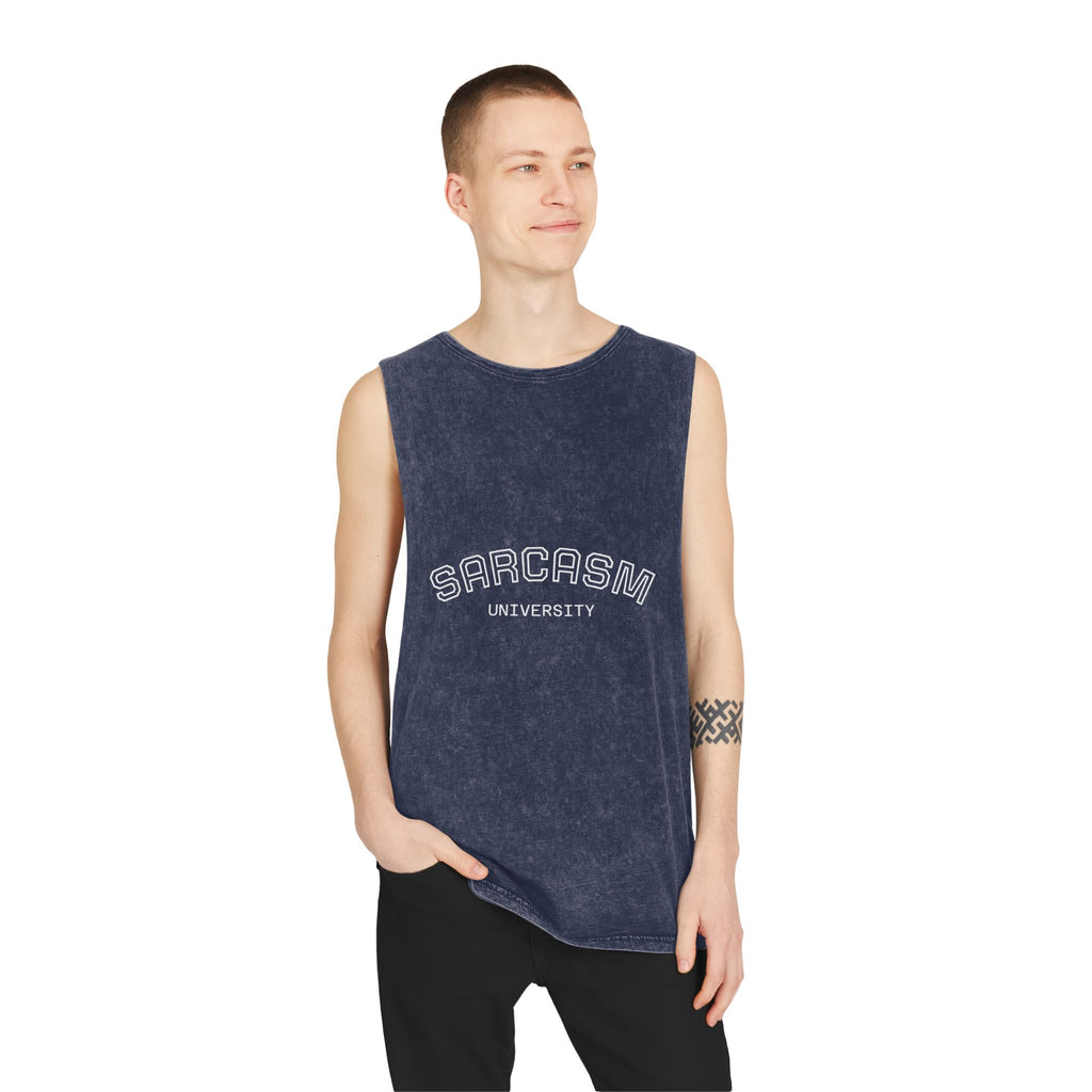 Sarcasm University Unisex Stonewash Tank Top