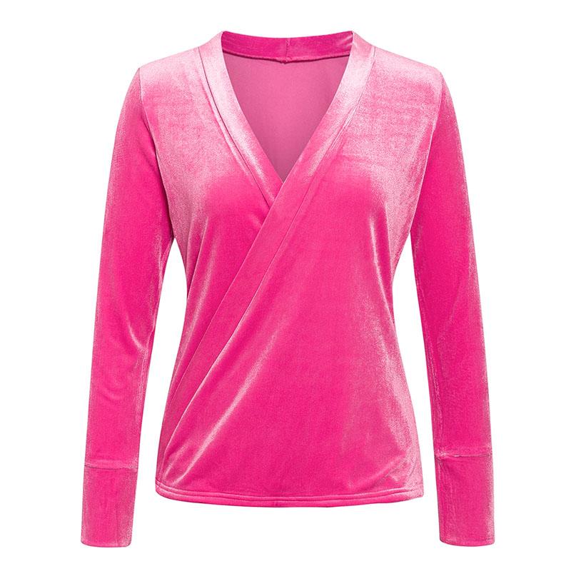 Velvet shirt women blouse top female Sexy v-neck shirts