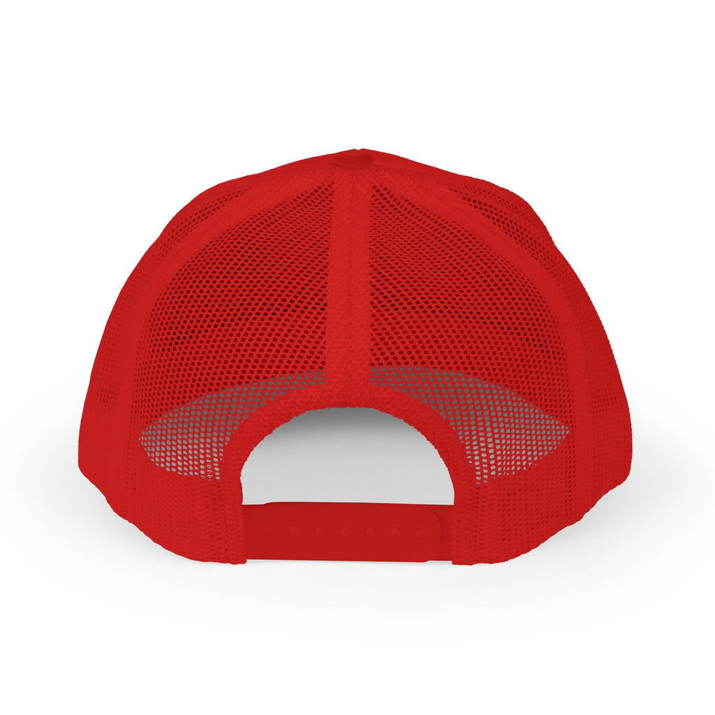Customizable Red Snapback Trucker Cap with Text