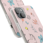 Cute Floral Unicorn Phone Case — Pink Flexi Case (Custom Text)