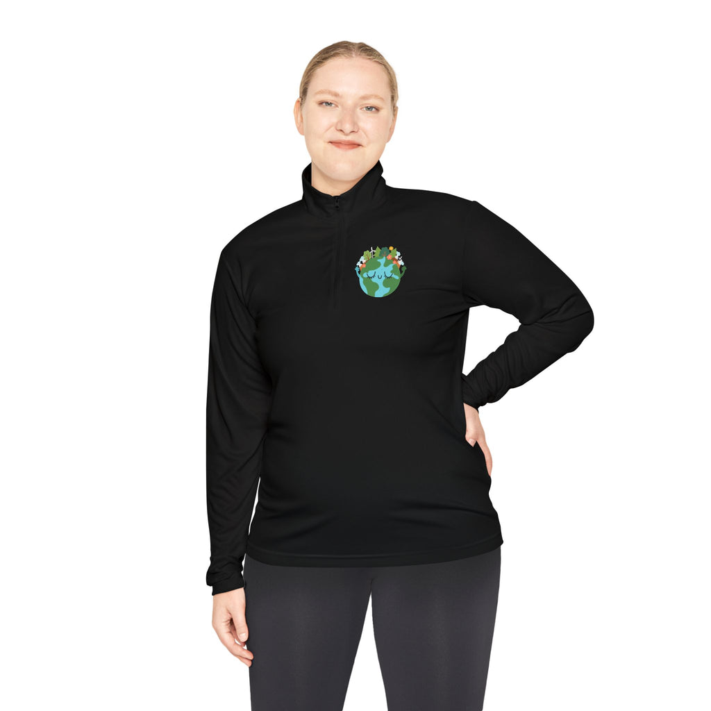 Eco-Friendly Quarter-Zip Pullover with Earth Design