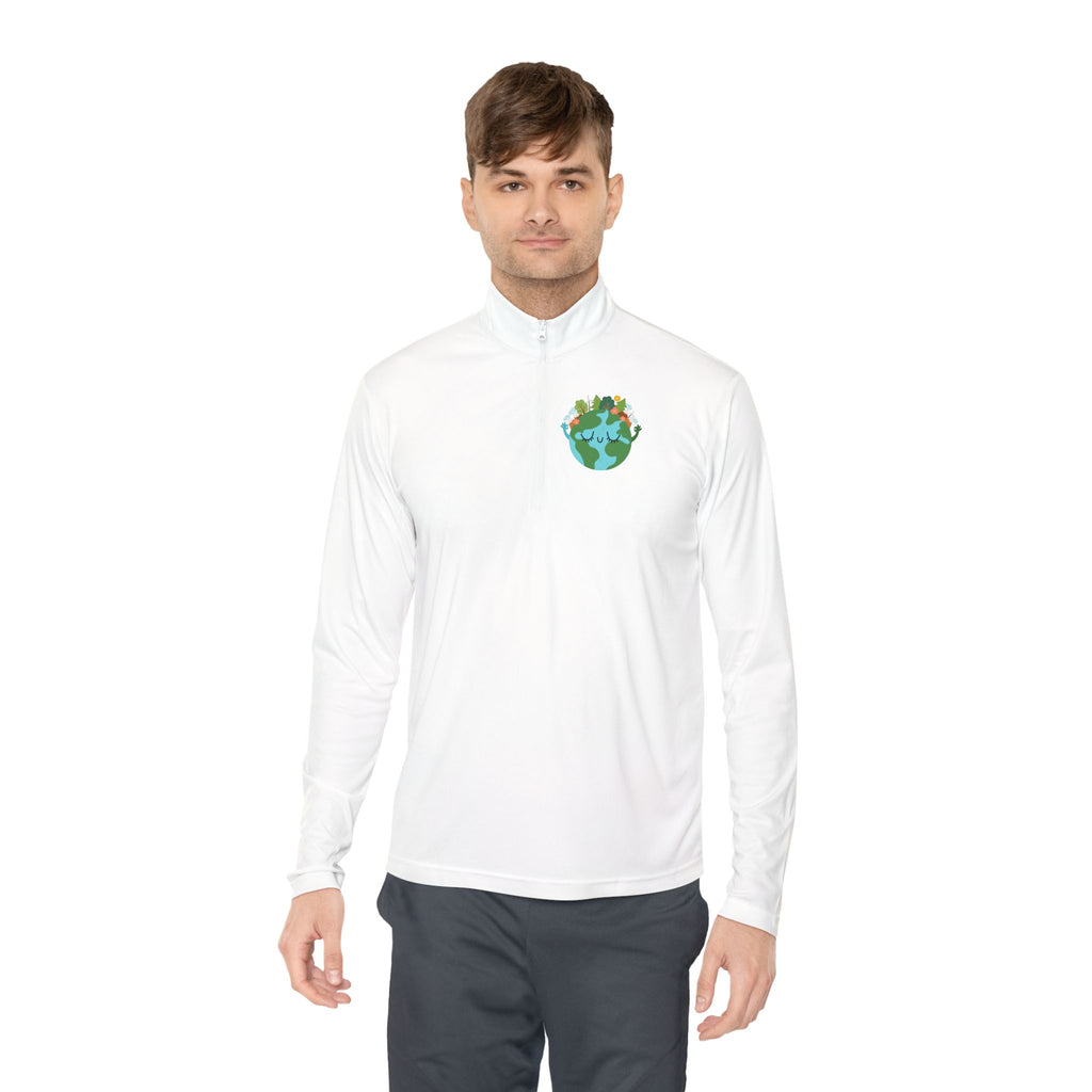 Eco-Friendly Quarter-Zip Pullover with Earth Design