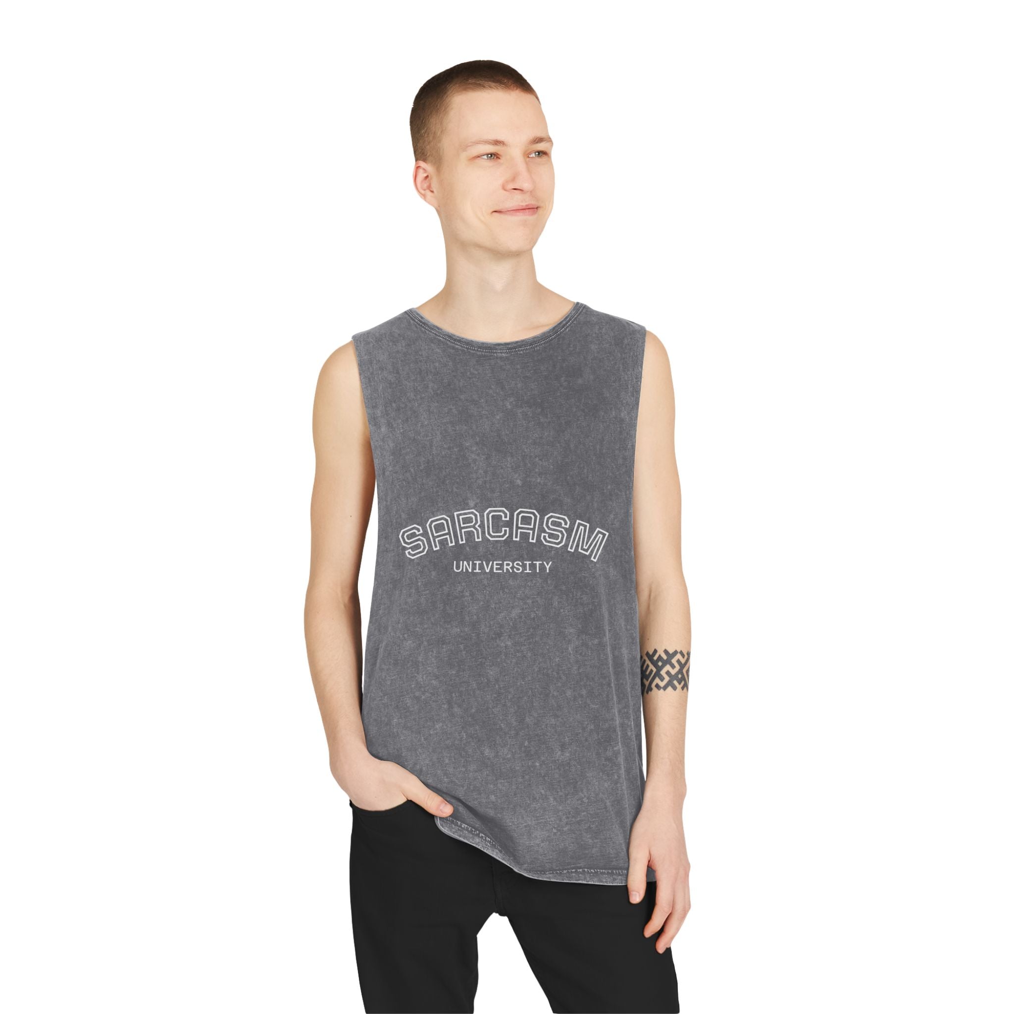 Sarcasm University Unisex Stonewash Tank Top