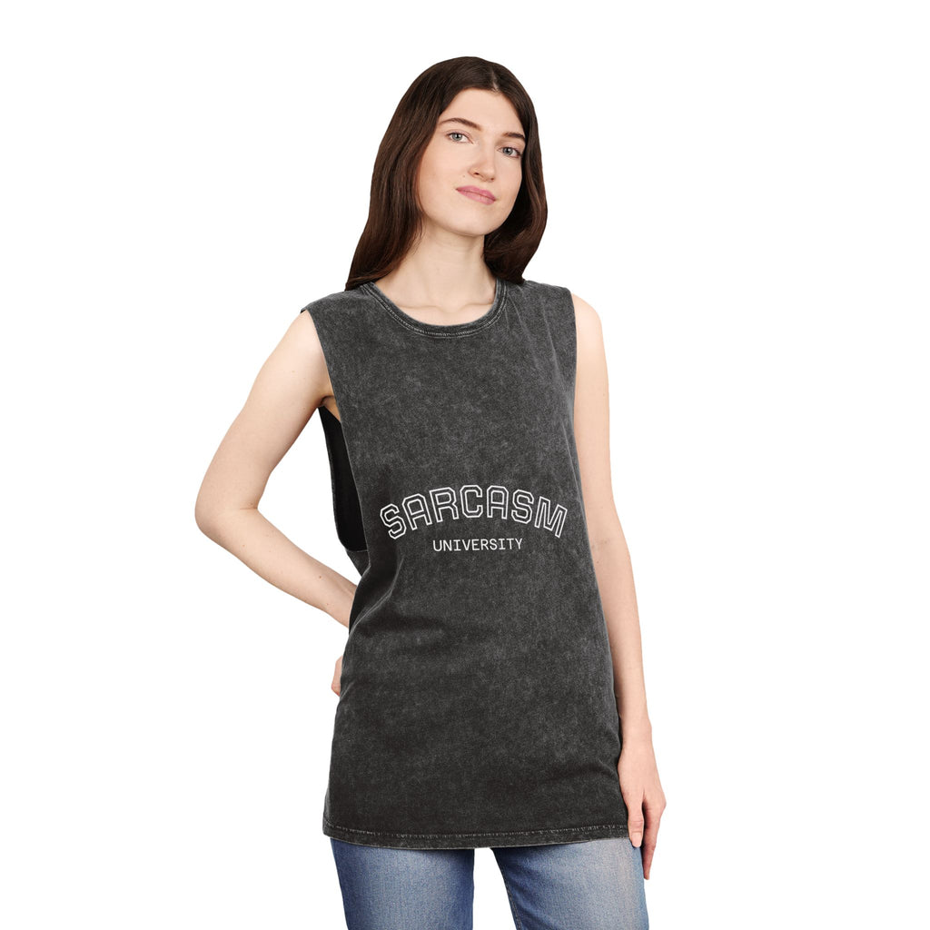 Sarcasm University Unisex Stonewash Tank Top