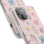 Cute Floral Unicorn Phone Case — Pink Flexi Case (Custom Text)