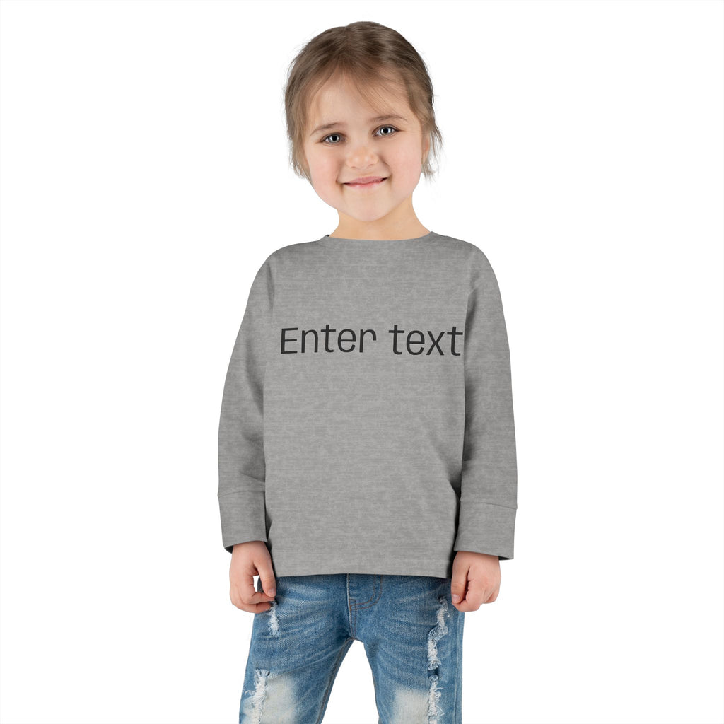 Toddler Long Sleeve Tee — Customizable "Enter text" Minimalist Baby Shirt