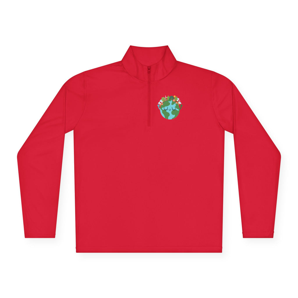Eco-Friendly Quarter-Zip Pullover with Earth Design