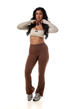 Mix & Match Beige Long Sleeve & Hot Chocolate Yoga Pants