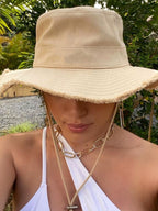 Summer Luxury Women Cotton Hat Big Caps Khaki