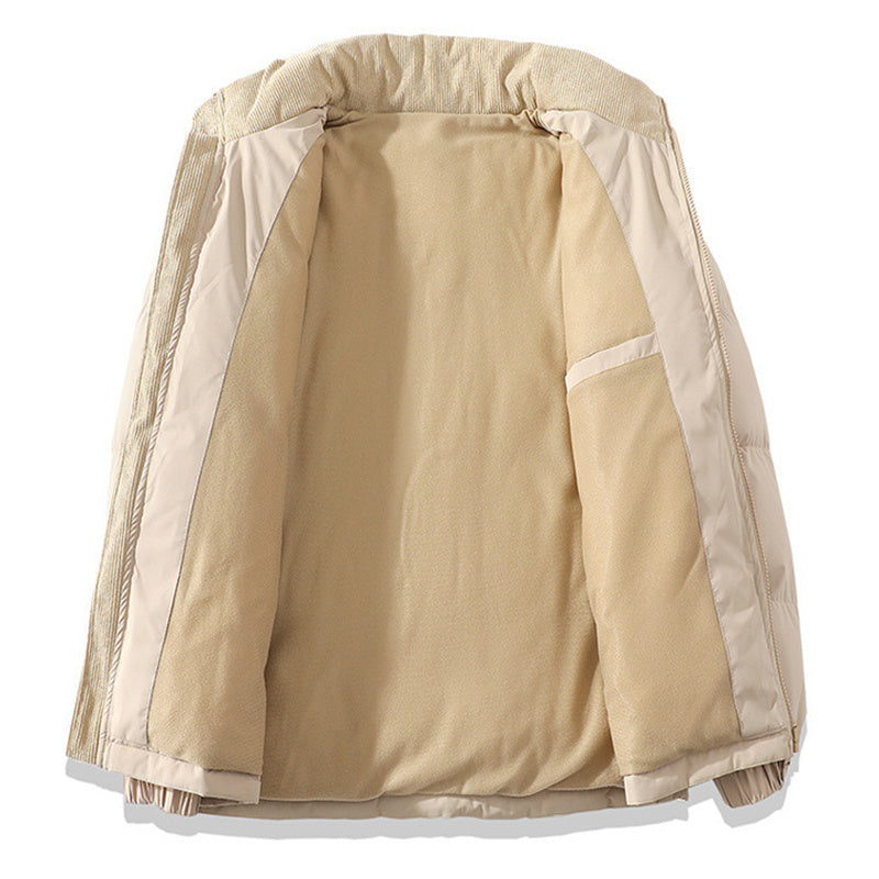 Winter Stand Collar Contrast-colored Coat Cotton Padded Jacket For Men