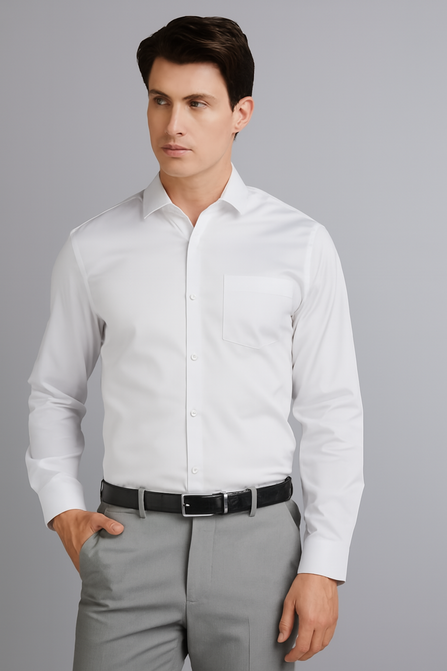 Men's Regular Fit Cotton Formal Shirt, White (Size-M)