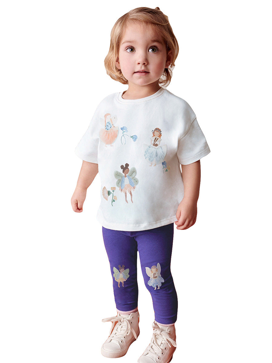 Summer Baby Kids Princess Cartoon Pattern T-shirt and Shorts Clothing