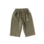 Casual Baby Kids Cartoon Embroidered Pattern Corduroy Pants