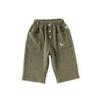 Casual Baby Kids Cartoon Embroidered Pattern Corduroy Pants