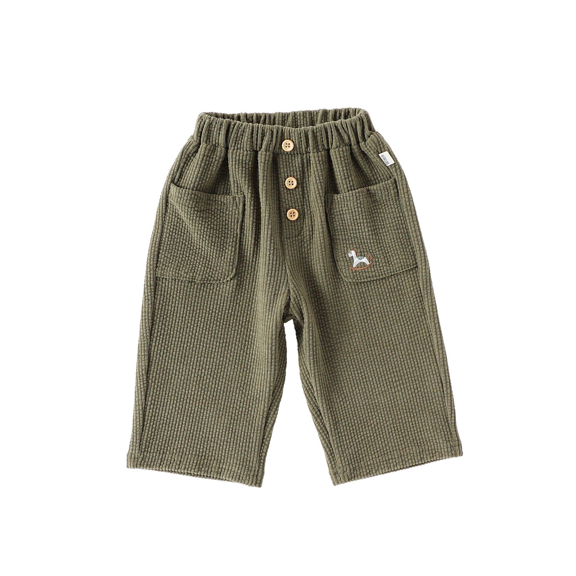 Casual Baby Kids Cartoon Embroidered Pattern Corduroy Pants
