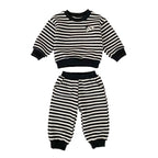 Spring and Autumn Baby Kids Boys Cartoon Pattern Striped Pullover and