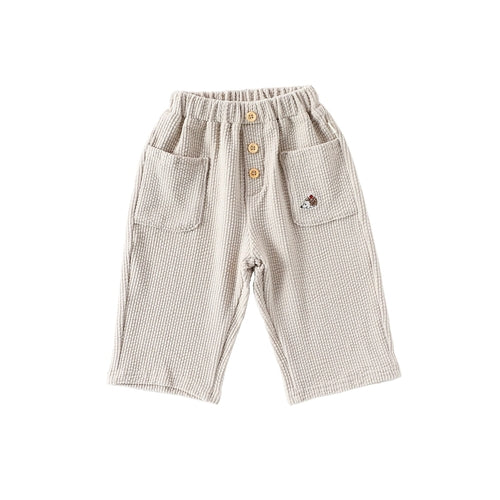 Casual Baby Kids Cartoon Embroidered Pattern Corduroy Pants