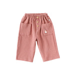 Casual Baby Kids Cartoon Embroidered Pattern Corduroy Pants