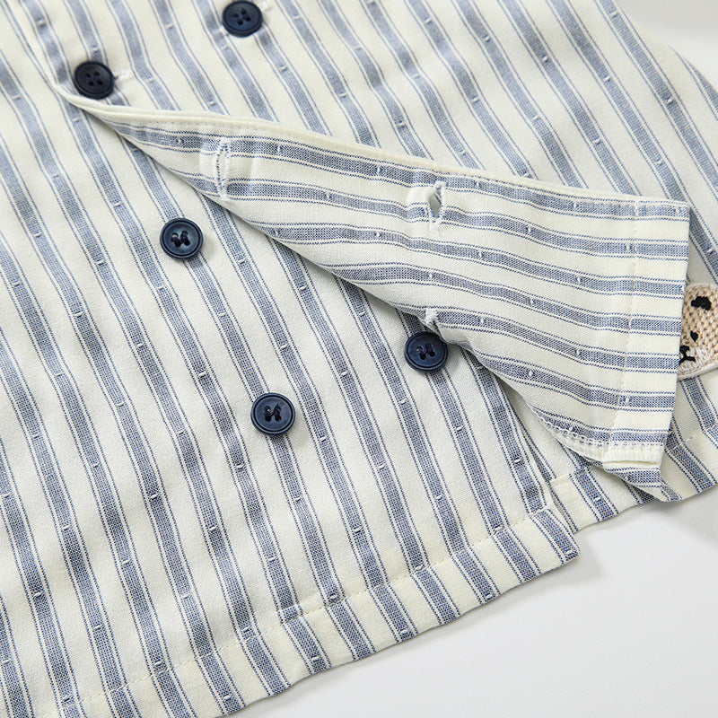 Summer Baby Kids Striped Pattern Top and Blue Shorts Clothing Set for