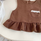 Spring and Autumn Baby Kids Girls Lace Decorated Sleeveless Vest,